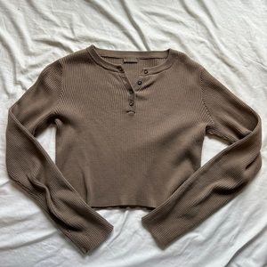 john galt brown cropped sweater